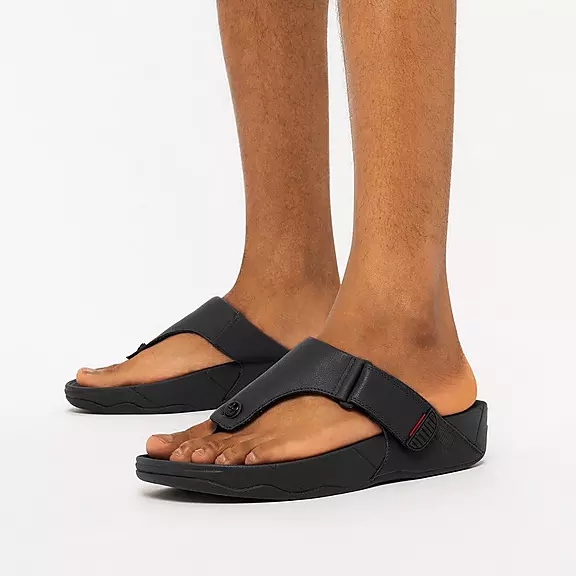 FitFlop TRAKK II Læder Sandaler Med Tåstolpe Sort | 50051753