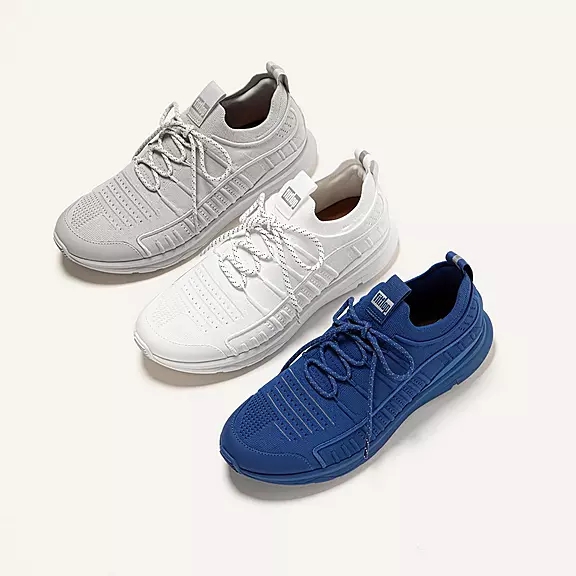 FitFlop VITAMIN FF Knit Sports Sneakers Blå | 49467653