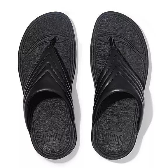 FitFlop WALKSTAR Læder Sandaler Med Tåstolpe Sort | 22528824
