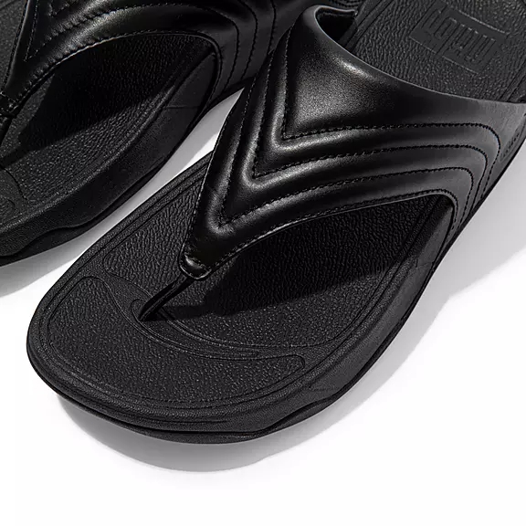 FitFlop WALKSTAR Læder Sandaler Med Tåstolpe Sort | 22528824