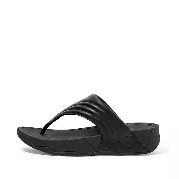 FitFlop WALKSTAR Læder Sandaler Med Tåstolpe Sort | 22528824