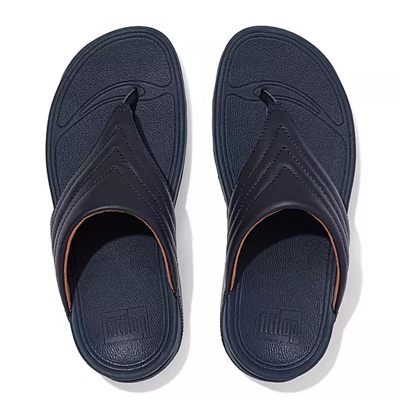 FitFlop WALKSTAR Læder Sandaler Med Tåstolpe Mørkeblå | 31120903