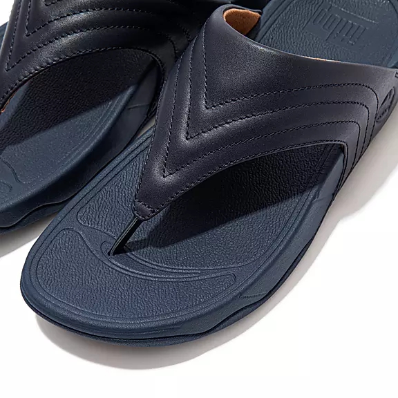 FitFlop WALKSTAR Læder Sandaler Med Tåstolpe Mørkeblå | 31120903