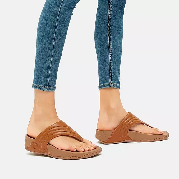 FitFlop WALKSTAR Læder Sandaler Med Tåstolpe LyseBrune | 75090370