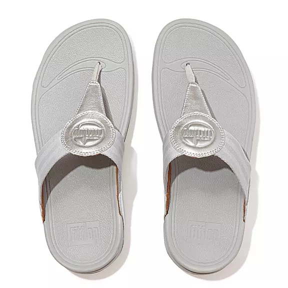 FitFlop WALKSTAR Webbing Sandaler Med Tåstolpe Sølv | 17291651
