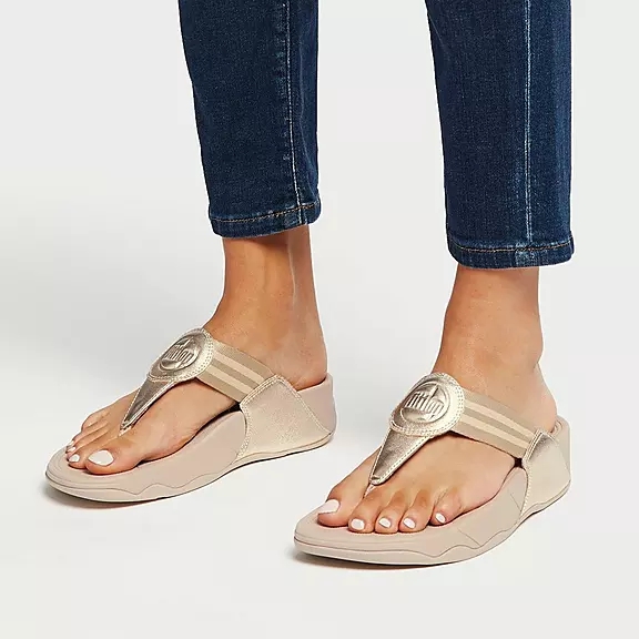 FitFlop WALKSTAR Webbing Sandaler Med Tåstolpe Guld | 30105071