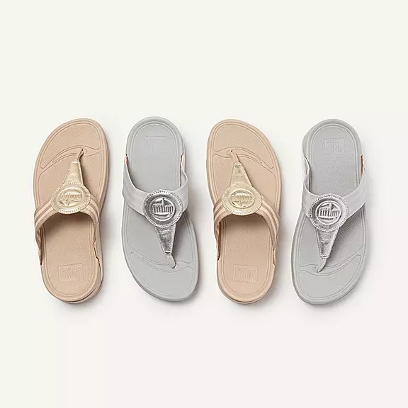 FitFlop WALKSTAR Webbing Sandaler Med Tåstolpe Guld | 30105071