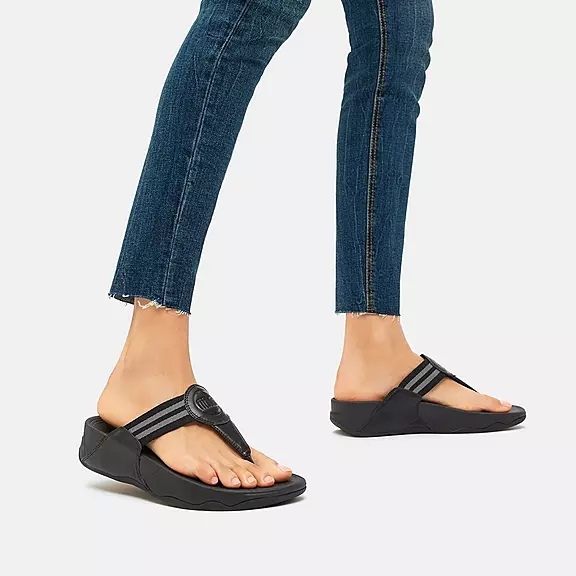 FitFlop WALKSTAR Webbing Sandaler Med Tåstolpe Sort | 94309217